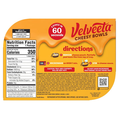 Velveeta Cheeseburger Mac Microwave Meal – No-Cook Lunch for Tweens in the Playroom, 9 oz Single-Serve Bowl
