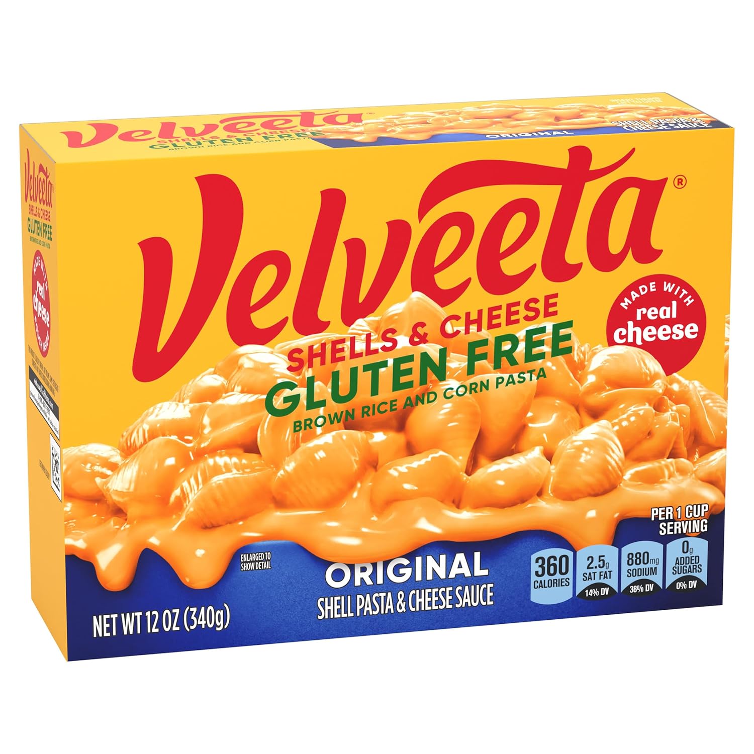 Velveeta Gluten Free Shells & Cheese, Mindful Eating Side for Gluten Free Lifestyle, 12 oz Box