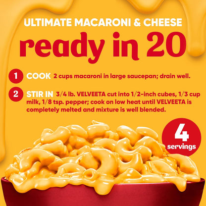 Velveeta Original Cheese Block – Easy Cheese Sauce for Meal Prep and Efficient Cooking, 1 lb