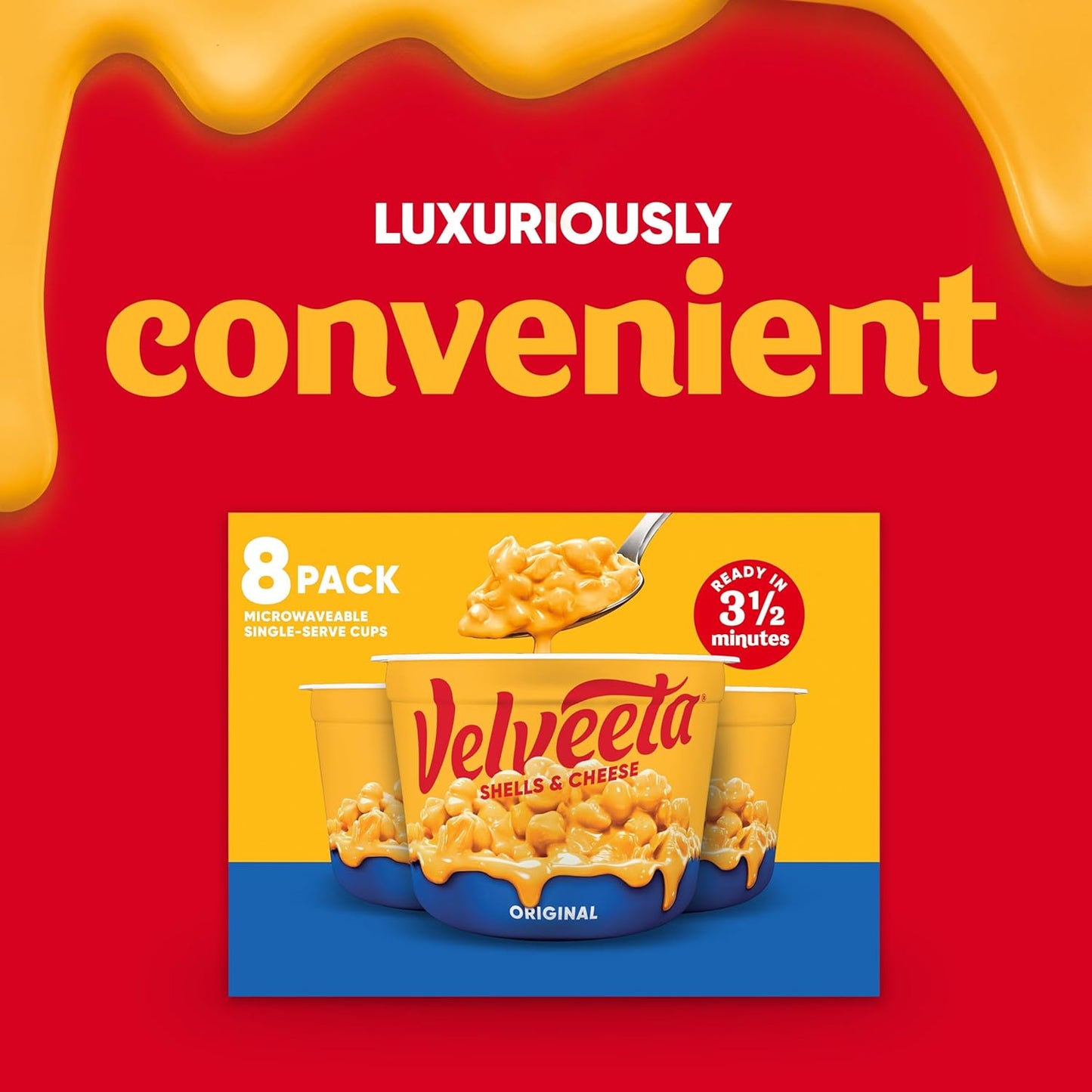 Velveeta Shells & Cheese Original Microwaveable Cup – No-Cleanup Cubicle Lunch for Busy Workdays, 8 ct Box