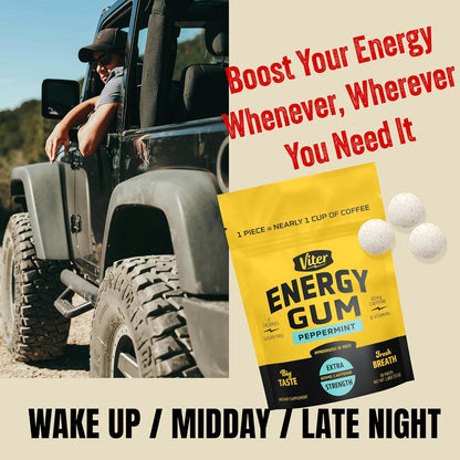 Viter Energy Peppermint Caffeine Gum – Vegan and Gluten-Free Energy for Wellness-Focused Professionals