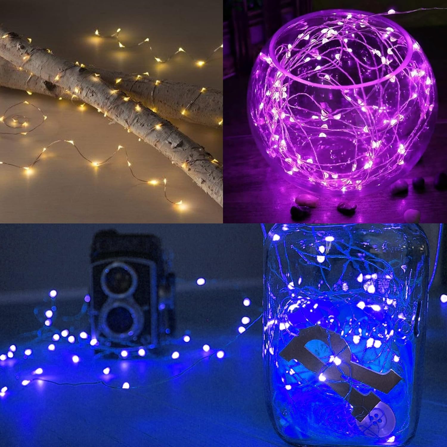 WATERGLIDE Battery Operated Lights – Low Profile LED Strand with Hidden Battery Case for Clean Aesthetic Spaces, Warm White