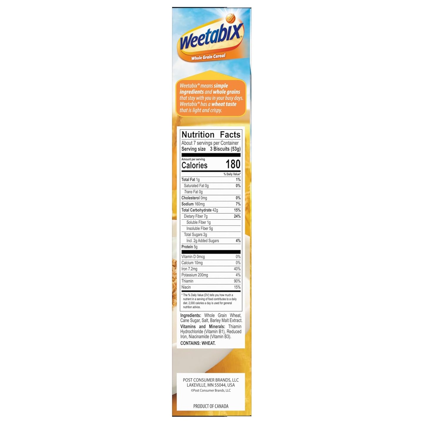 Weetabix Whole Grain Cereal – Less Waste Resealable Box for Streamlined Mornings, 14 oz Box