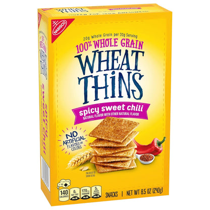 Wheat Thins Spicy Sweet Chili Crackers – Shareable Snack Pack for Patio Parties, Picnic Baskets, and Park Hangouts, 8.5 oz