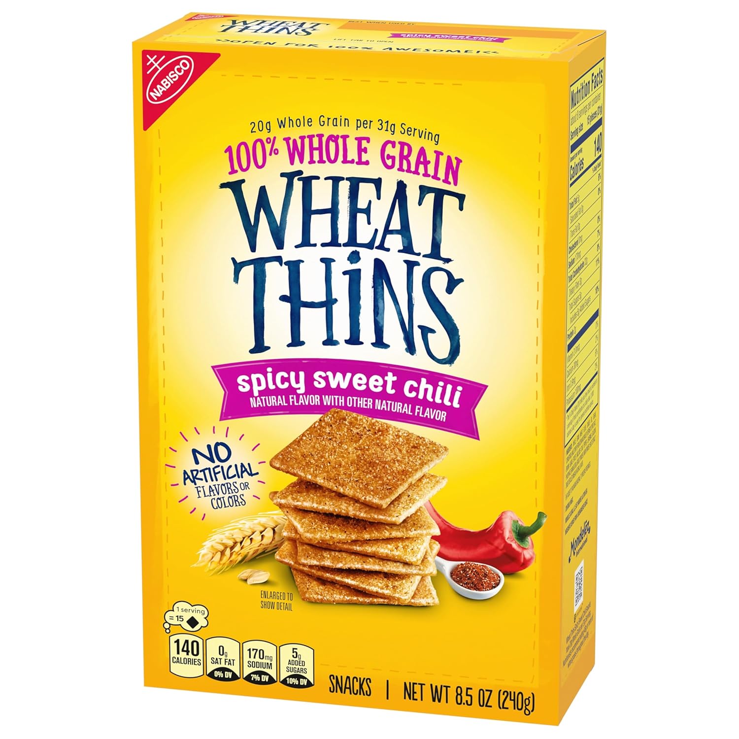 Wheat Thins Spicy Sweet Chili Crackers – Shareable Snack Pack for Patio Parties, Picnic Baskets, and Park Hangouts, 8.5 oz