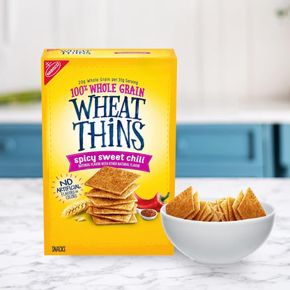 Wheat Thins Spicy Sweet Chili Crackers – Shareable Snack Pack for Patio Parties, Picnic Baskets, and Park Hangouts, 8.5 oz