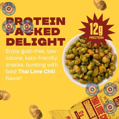 Where You Bean Thai Lime Chili Edamame – Allergy-Friendly Lunchbox Add-In for Nut-Free Classrooms, Gluten-Free Plant Protein, Pack of 8 Pouches