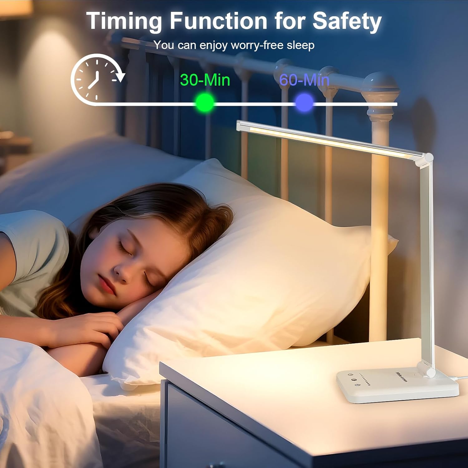 White crown Touch-Sensitive Desk Lamp in Neutral White – Streamlined Design for Minimalist Bedrooms