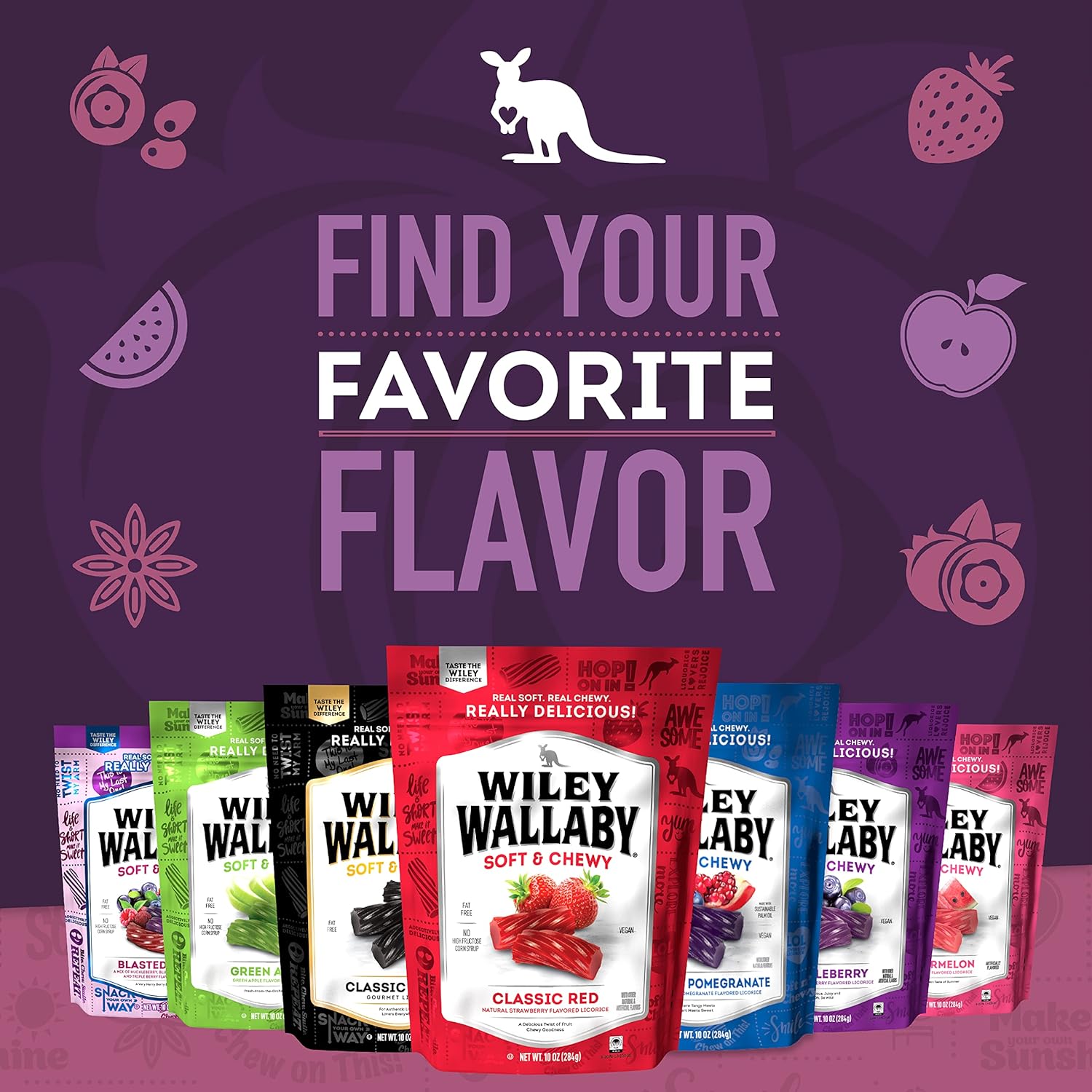 Wiley Wallaby Licorice 10 Ounce Classic Gourmet Soft & Chewy Australian Blasted Berry Candy Twists – Sustainably Sourced Fat-Free Candy for Clean-Eating Households