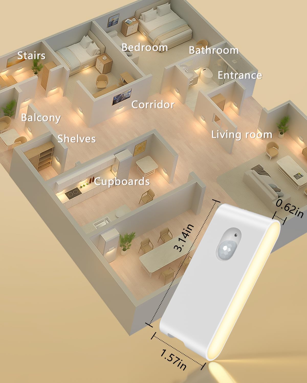 WILLED Rechargeable Stick On Lights – Simple Tool Free Lighting for Minimalist Closets and Cabinets