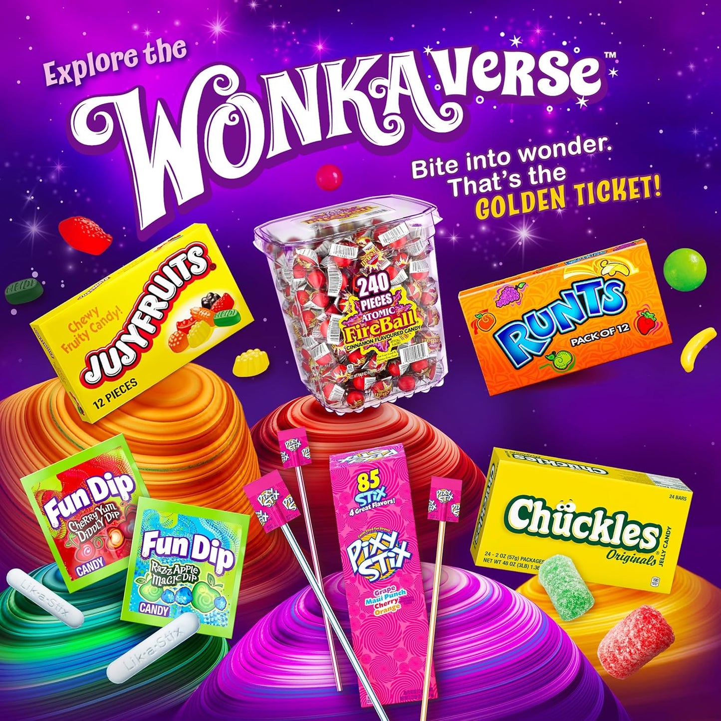 Wonka Jujyfruits Novelty Shaped Gummy Candy, 12oz Assorted Get Well Soon and Thank You Gift Bag for Friends