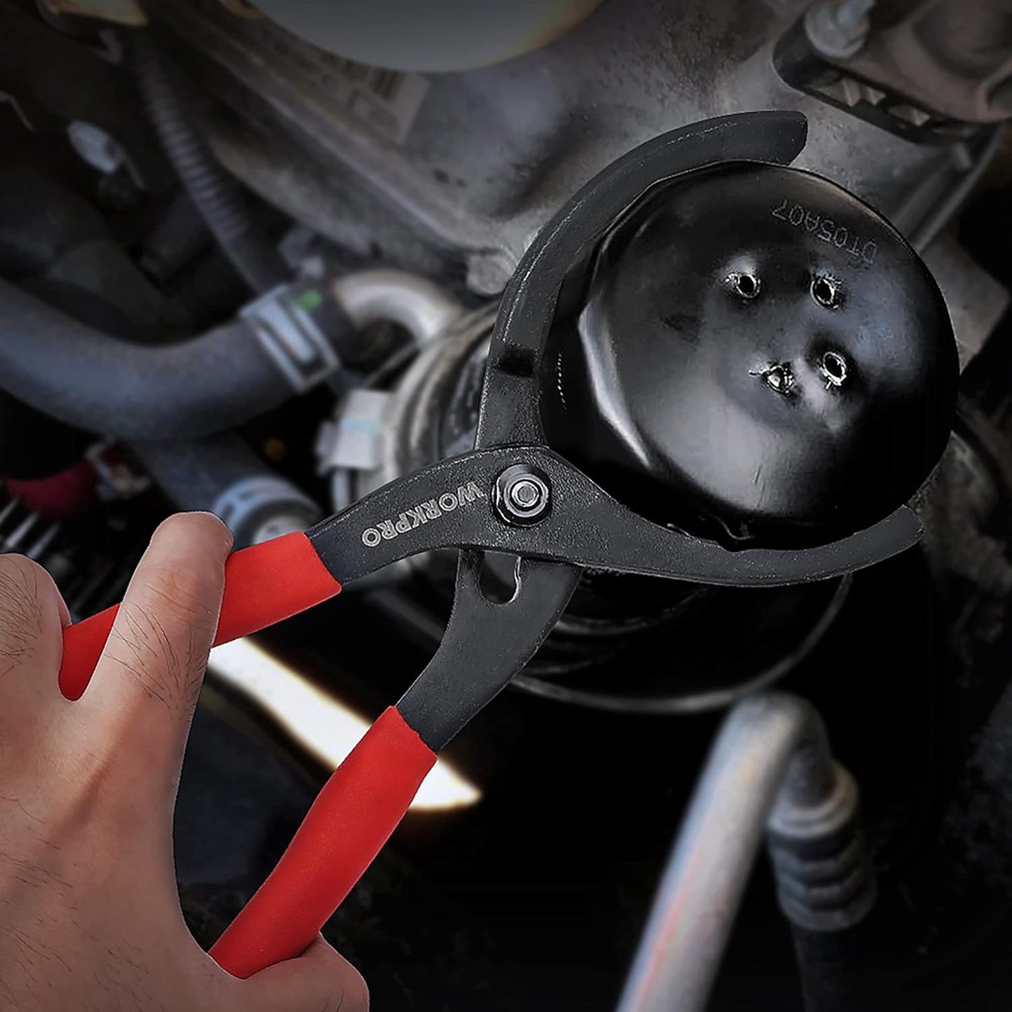 WORKPRO 12-Inch Oil Filter Removal Pliers – Efficient DIY Garage Tool, Cuts Service Time on Recessed Filter Wells