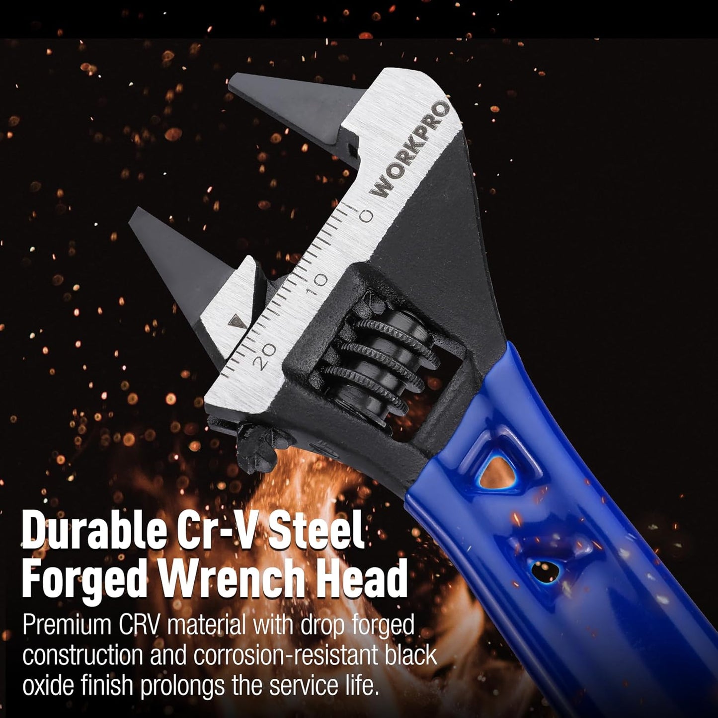 WORKPRO 4-Inch Adjustable Wrench with Hang-Hole – Tetherable Hand Tool for Safer Workshop and Range Use