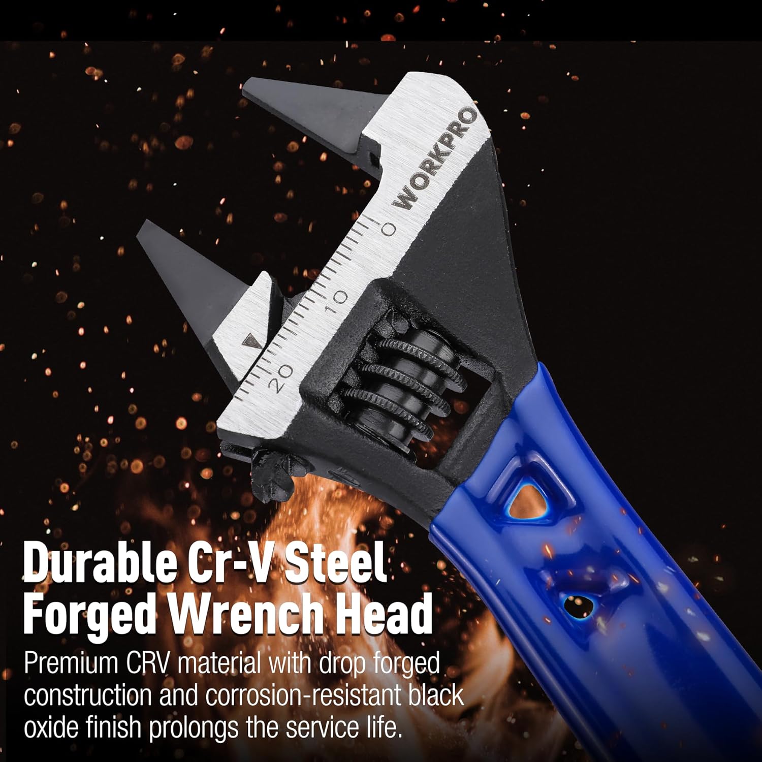 WORKPRO 4-Inch Adjustable Wrench with Hang-Hole – Tetherable Hand Tool for Safer Workshop and Range Use
