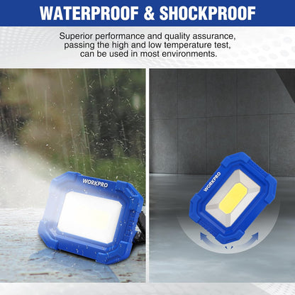 WORKPRO Portable Task Light – High-Output Floodlight for Auto Repair, Construction and Workshop Use, 2 Pack