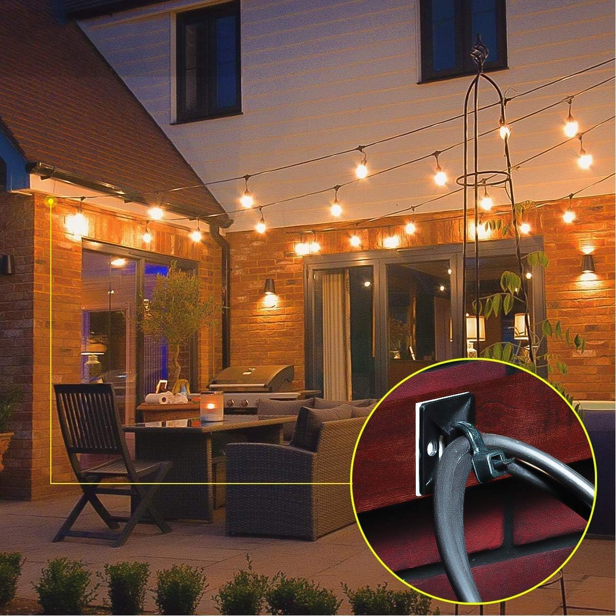 XHF Self Adhesive Outdoor Cable Clips Squares – Holiday Light Hanging on Eaves, Deck Railings and Yard Perimeters
