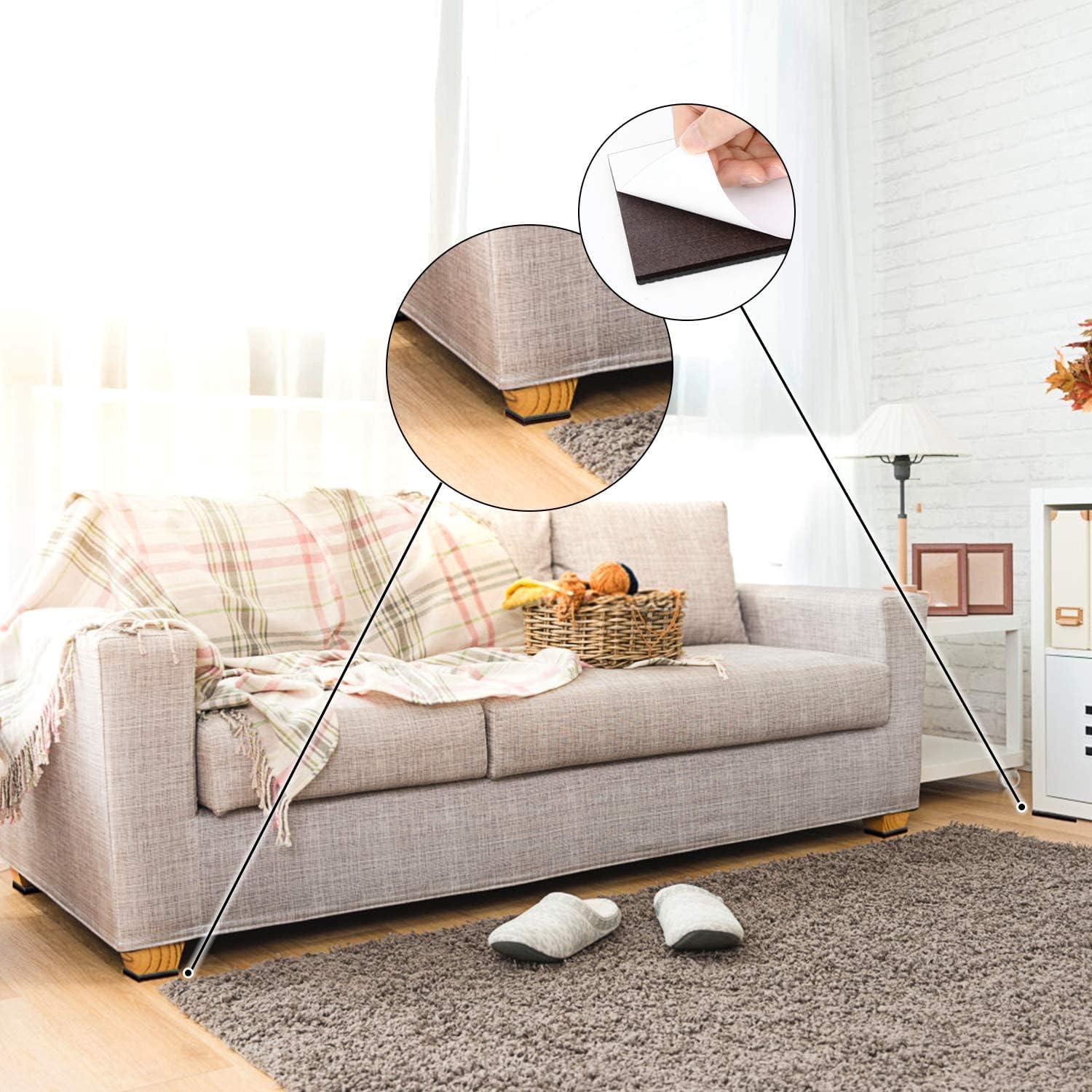 Yelanon Felt and Rubber Furniture Pads – Secure Floor Protectors That Stop Heavy Furniture From Shifting