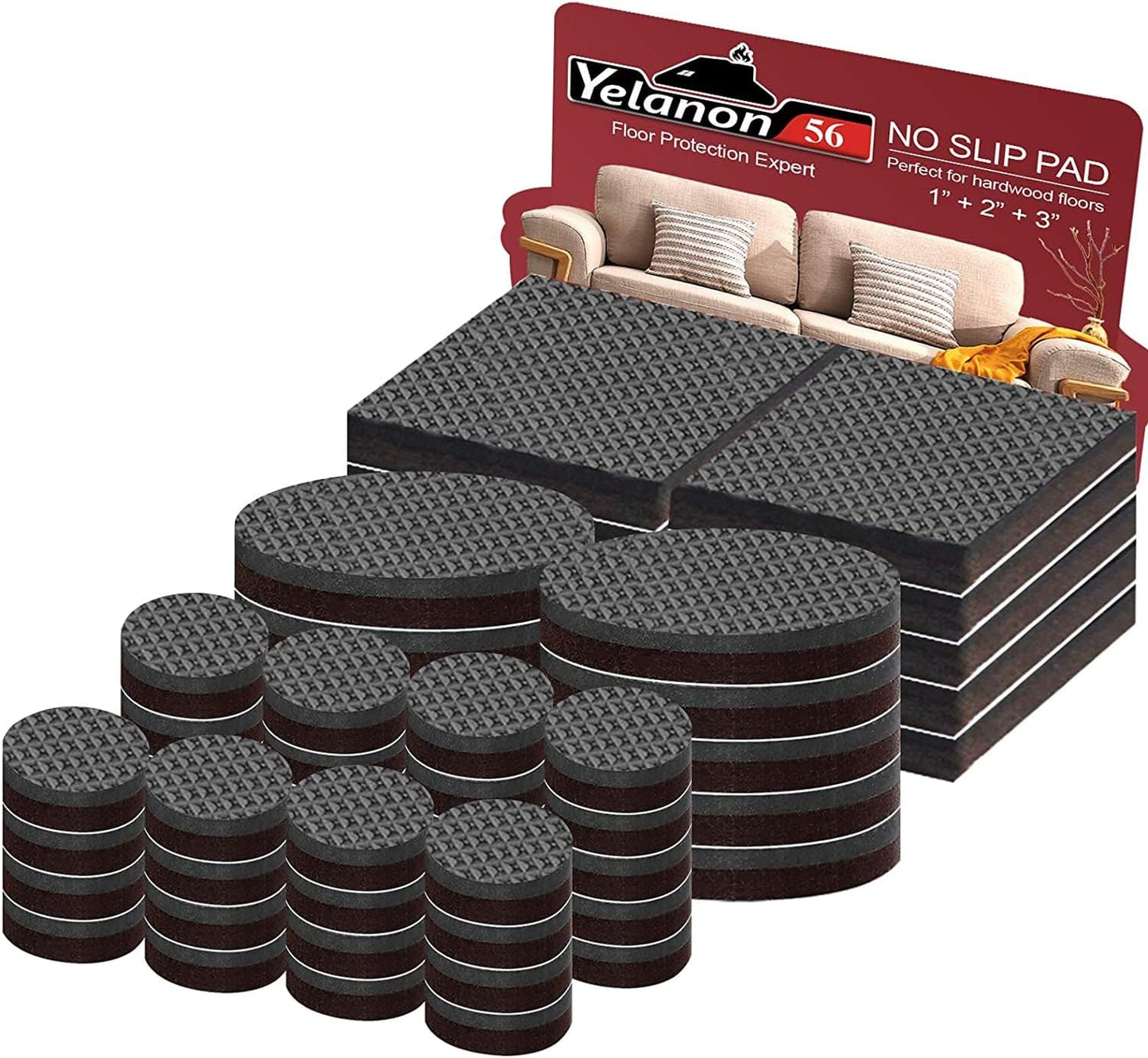 Yelanon Felt and Rubber Furniture Pads – Secure Floor Protectors That Stop Heavy Furniture From Shifting