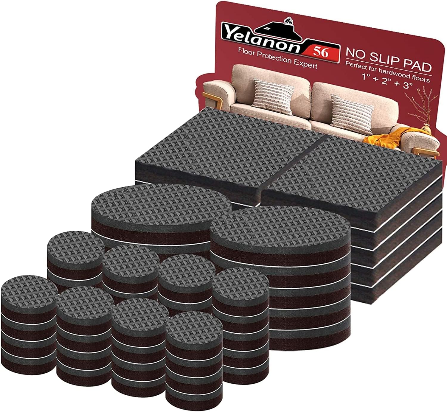 Yelanon Felt and Rubber Furniture Pads – Secure Floor Protectors That Stop Heavy Furniture From Shifting