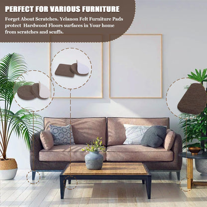 Yelanon Self Stick Felt Pads - Effortless One Pack Furniture Care for Less Is More Homes