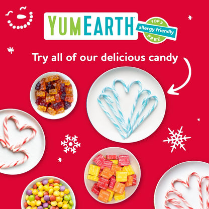 YumEarth Organic Candy Cane Lollipops - Safe Holiday Treat for Kids' Room Party, Top 9 Allergen Free Peppermint Lollipops, 30 Count