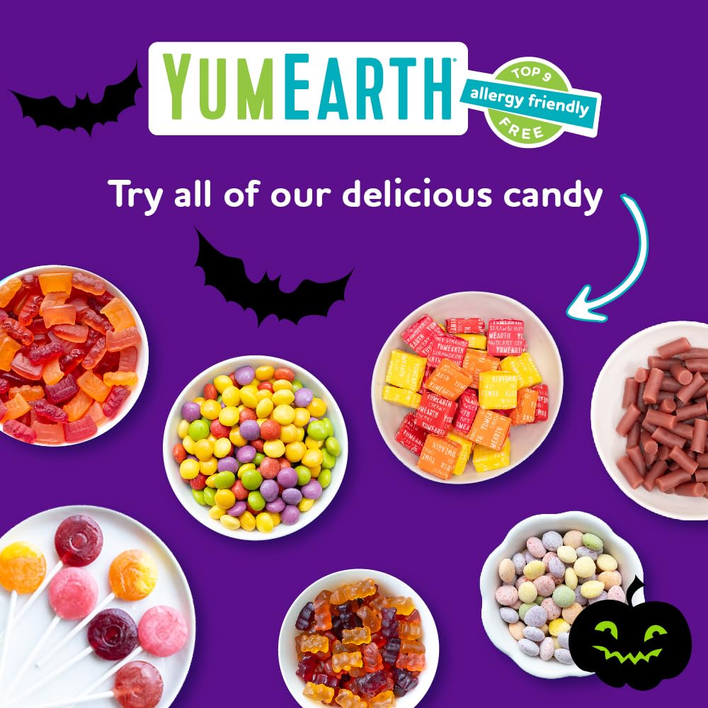 YumEarth Organic Halloween Lollipops - Clean Label Candy Swap for Kids with Food Allergies, No Artificial Dyes or Flavors, Gluten Free