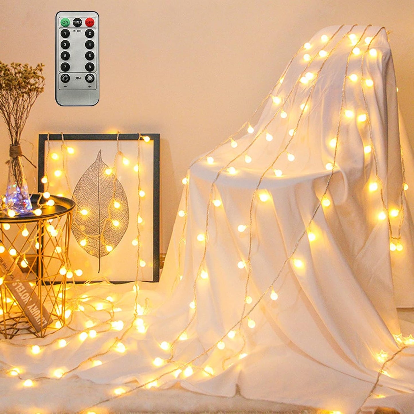 ZIMINGU LED Fairy String Lights – Less Is More Home Accent with 40 Mini LED Globes, USB Powered Warm White for Uncluttered Rooms