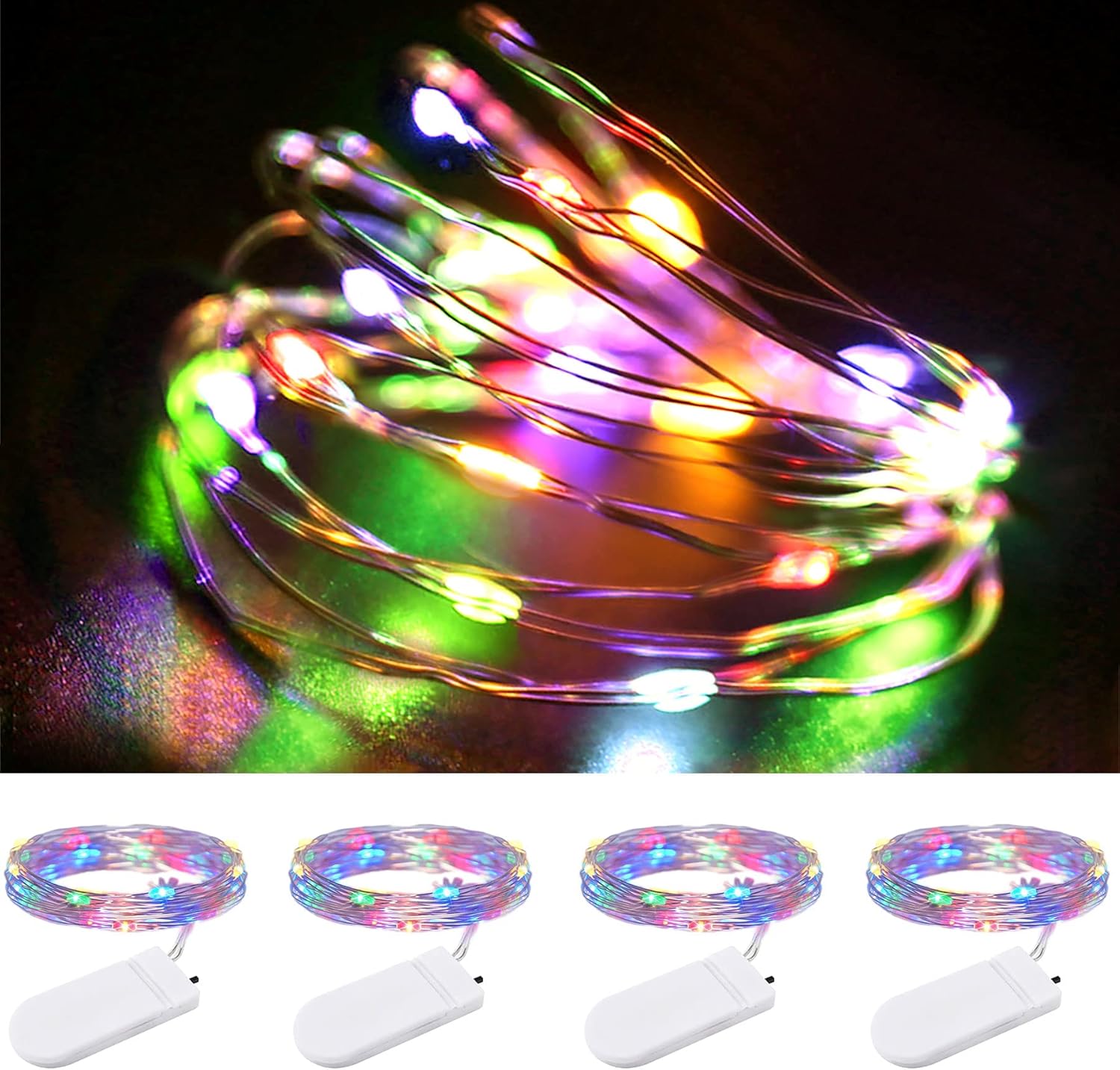 ZPH Battery Operated Firefly Lights – Waterproof String Lights for Fence, Garden, and Lawn Parties, 4 Pack